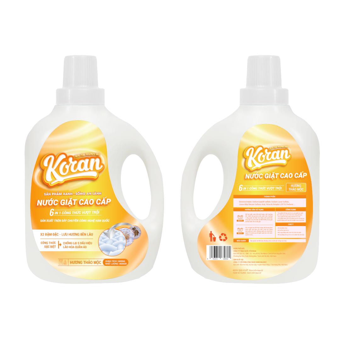 Nước Giặt Cao Cấp Koran Hương Thảo Mộc 3400ml