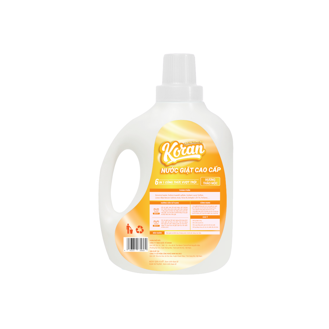 Nước Giặt Cao Cấp Koran Hương Thảo Mộc 3400ml Mặt Sau