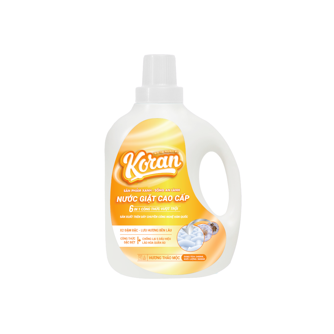 Nước Giặt Cao Cấp Koran Hương Thảo Mộc 3400ml Mặt Trước