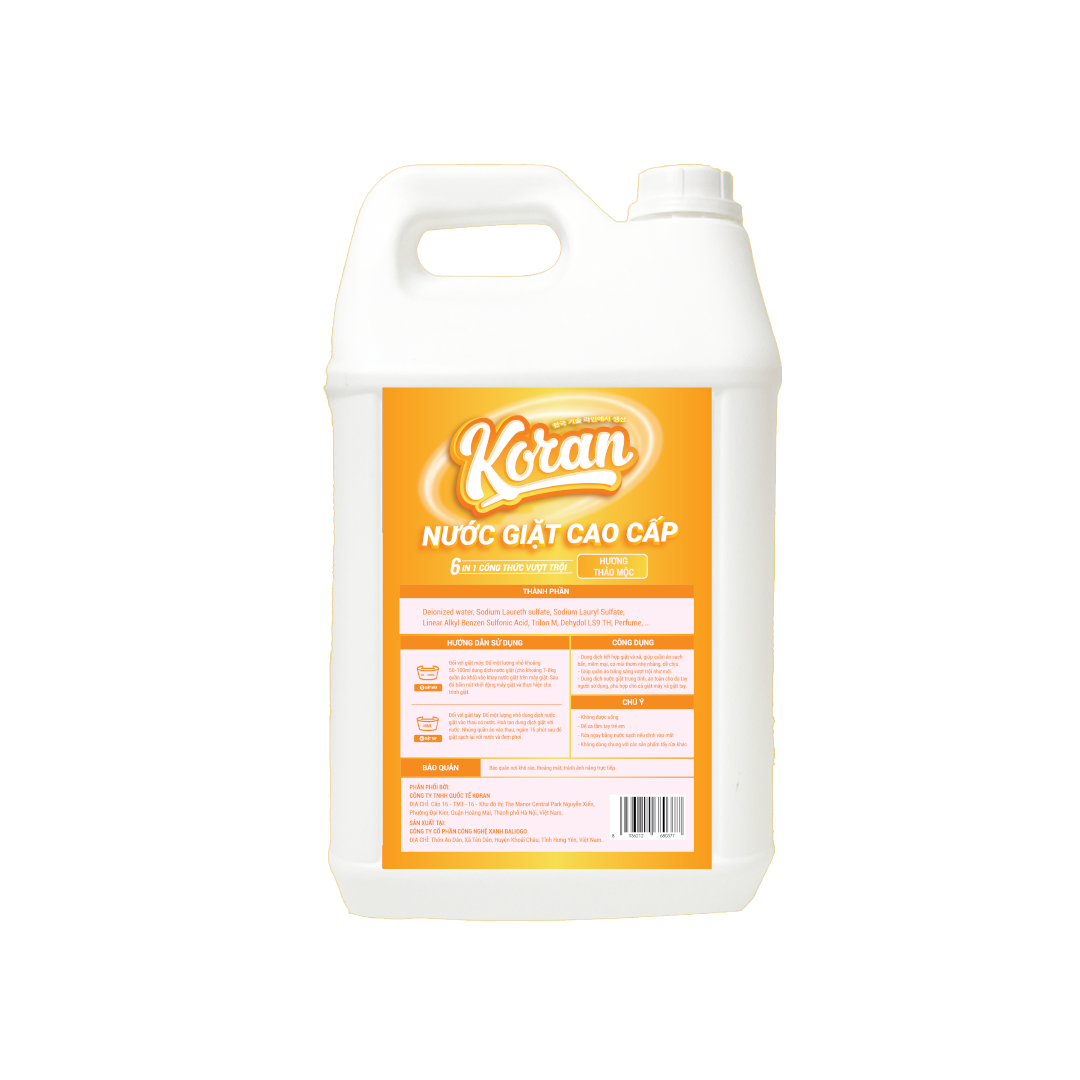 Nước Giặt Cao Cấp Koran Hương Thảo Mộc 9500ml Mặt Sau