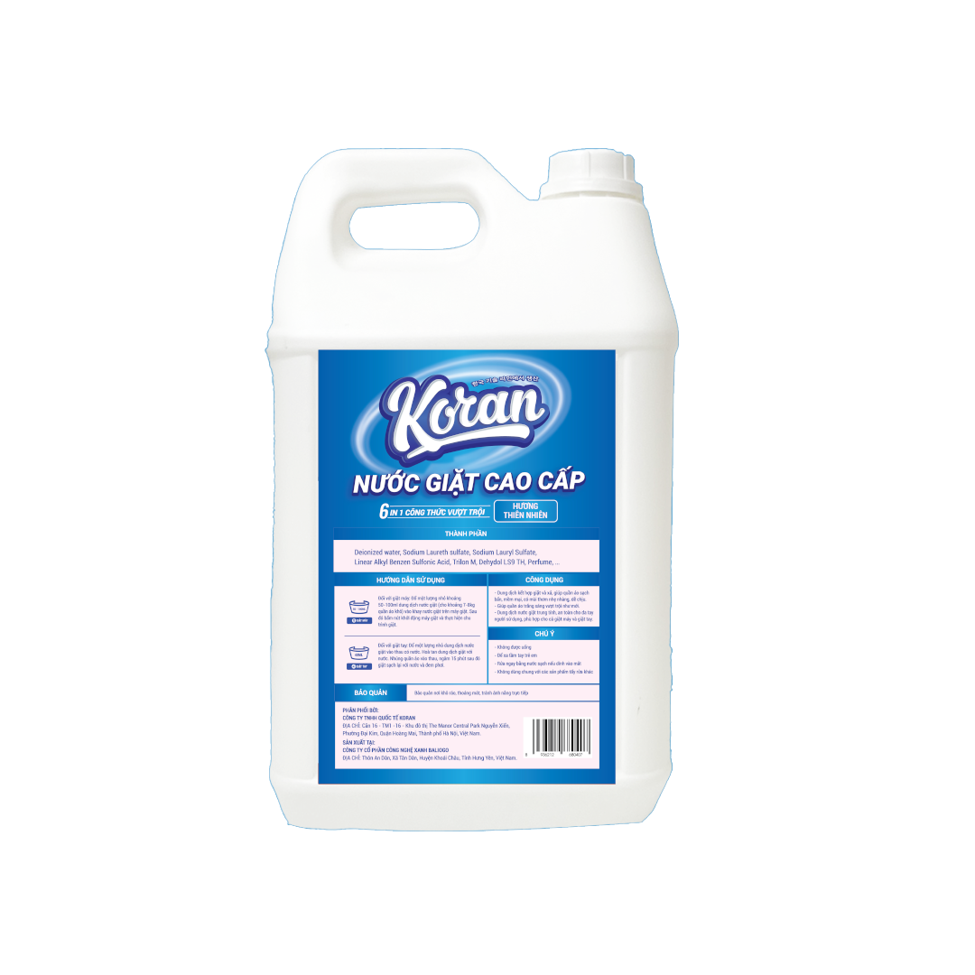 Nước Giặt Cao Cấp Koran Hương Thiên Nhiên 9500ml Mặt Sau