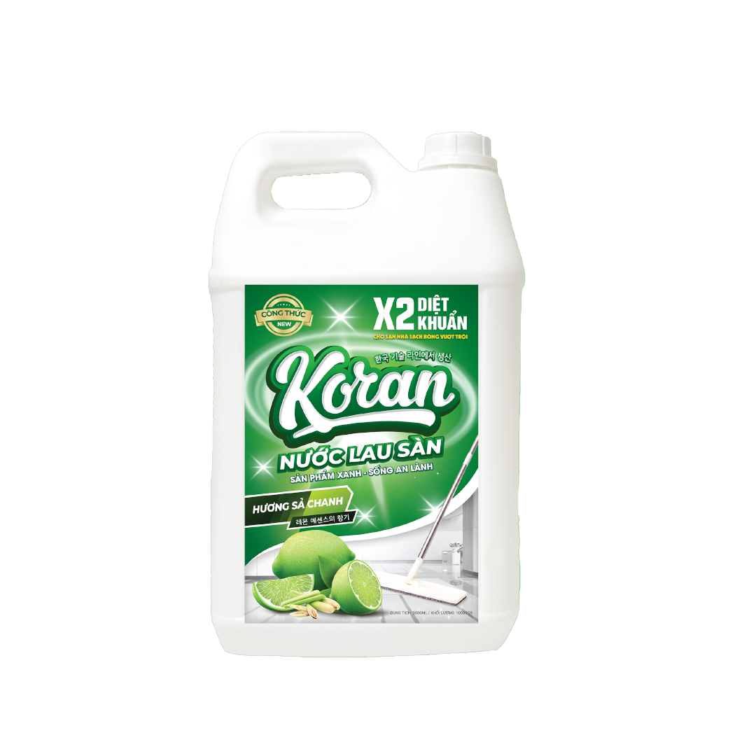 Nước Lau Sàn Koran Hương Sả Chanh 9500ml Mat Truoc Nước Lau Sàn Koran Hương Sả Chanh 9500ml Mat Truoc